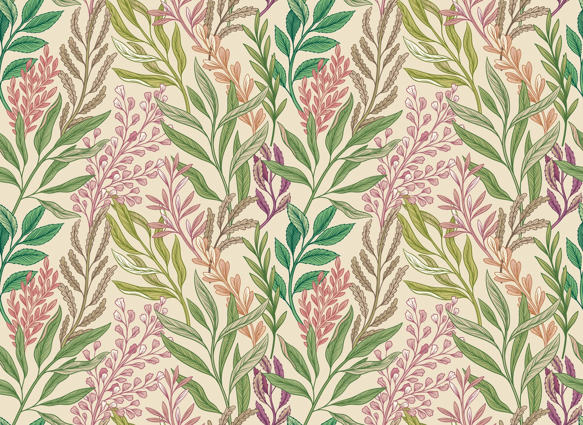 HWA1392W Verdant Leaves Ruby Green Wallpaper by Hoopla Walls