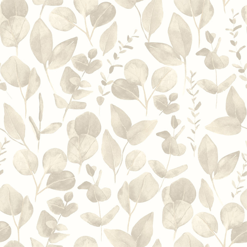 HWA1407W Watercolour Leaves Oyster Wallpaper by Hoopla Walls