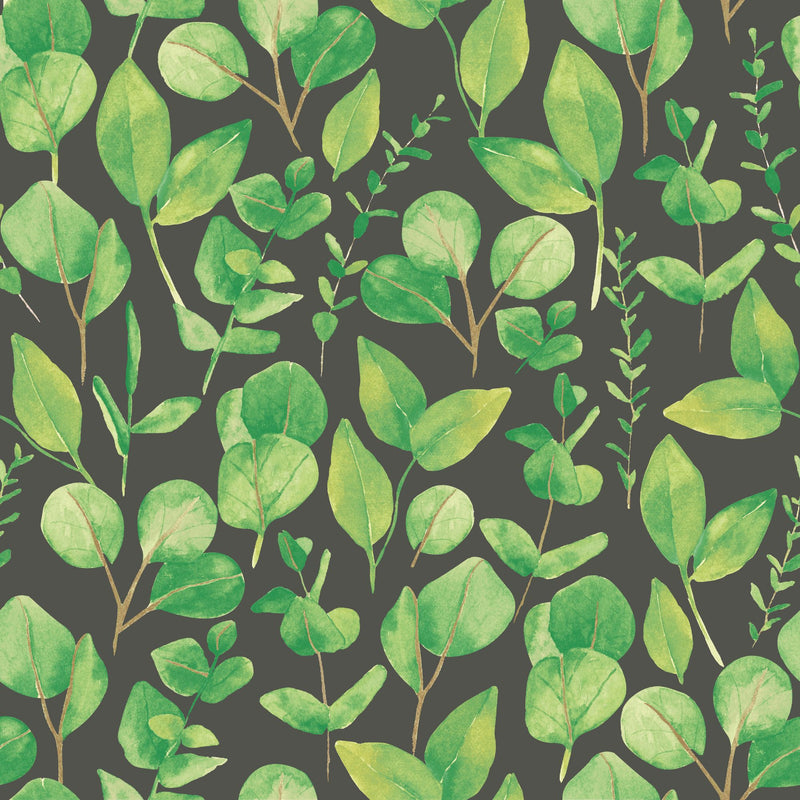 HWA1409W Watercolour Leaves Forest Greens Wallpaper by Hoopla Walls