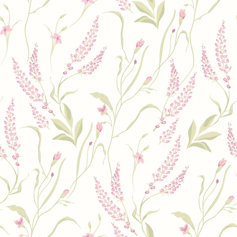 HWA1413W Springtime Meadow Soft Lavender Wallpaper by Hoopla Walls