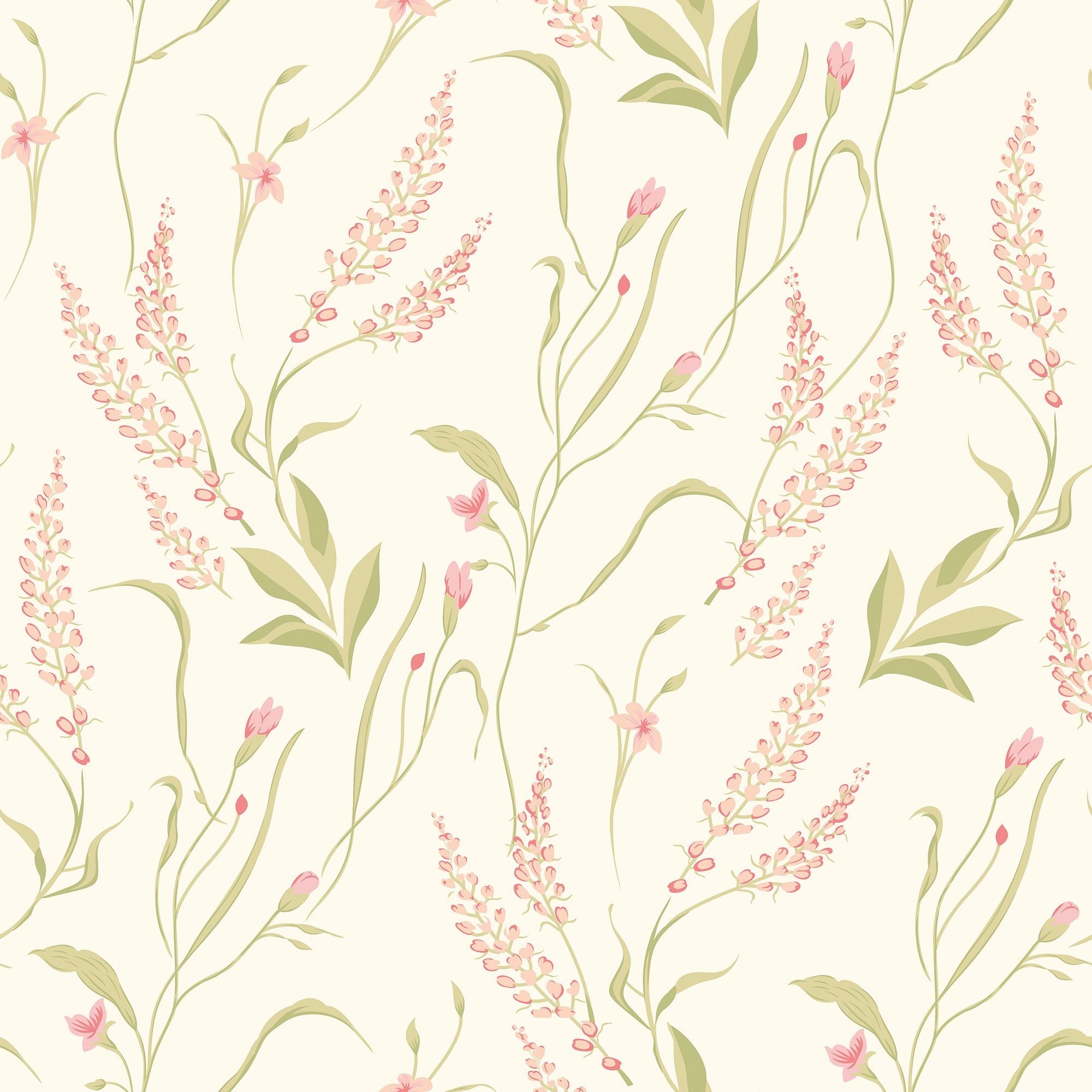 HWA1414W Springtime Meadow Coral Blossom Wallpaper by Hoopla Walls