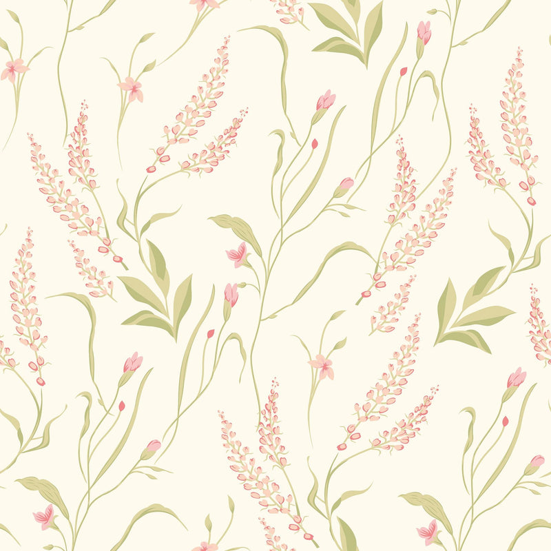 HWA1414W Springtime Meadow Coral Blossom Wallpaper by Hoopla Walls