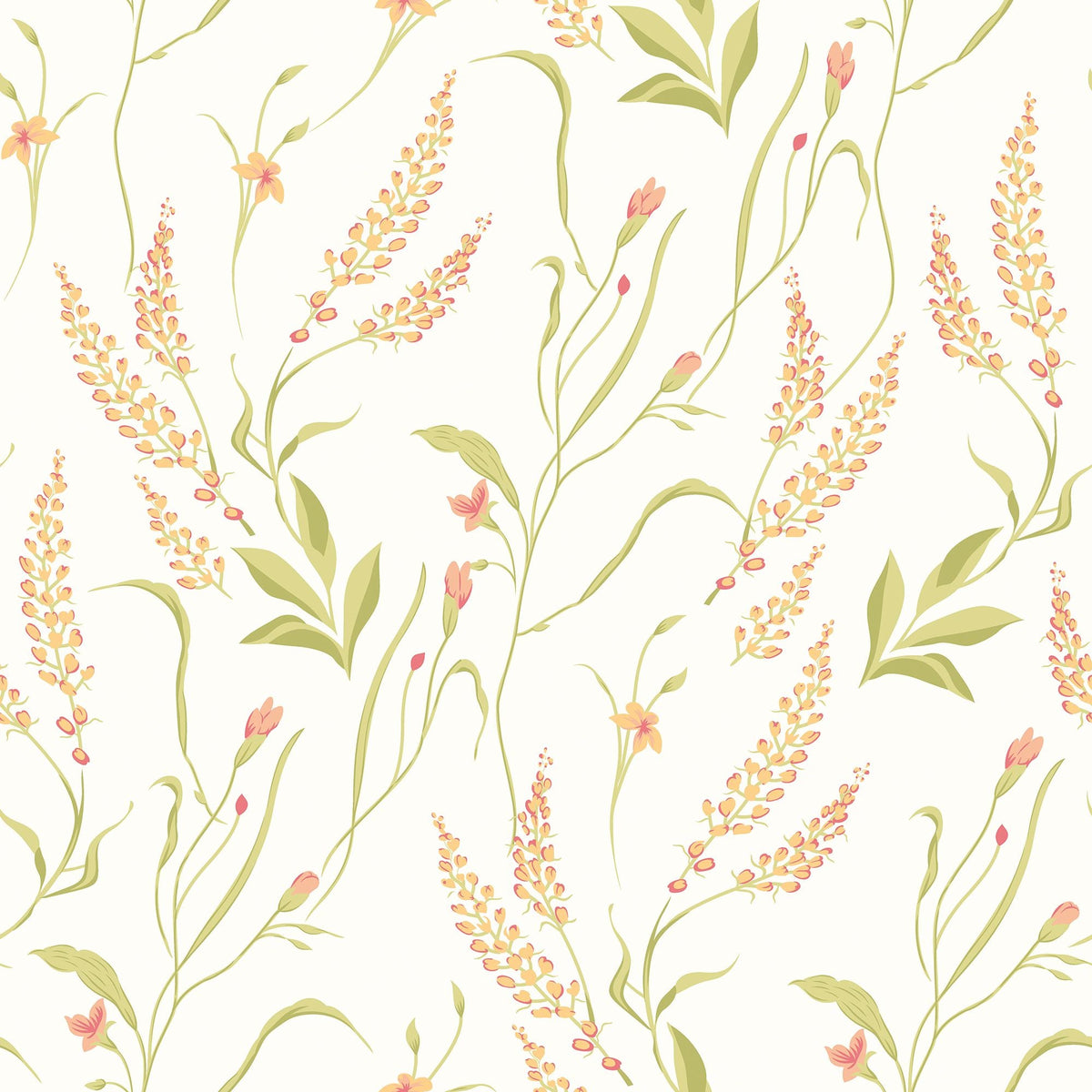 HWA1415W Springtime Meadow Honey & Peach Wallpaper by Hoopla Walls