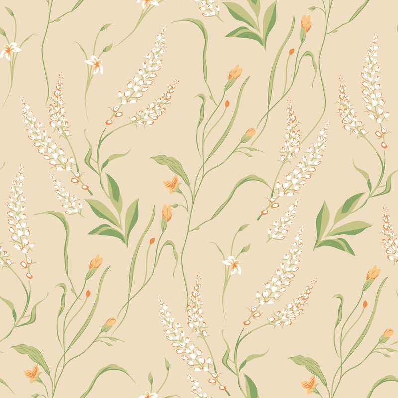 HWA1416W Springtime Meadow Golden Straw Wallpaper by Hoopla Walls
