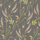 HWA1417W Springtime Meadow Charcoal & Coral Wallpaper by Hoopla Walls