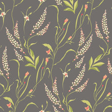 HWA1417W Springtime Meadow Charcoal & Coral Wallpaper by Hoopla Walls