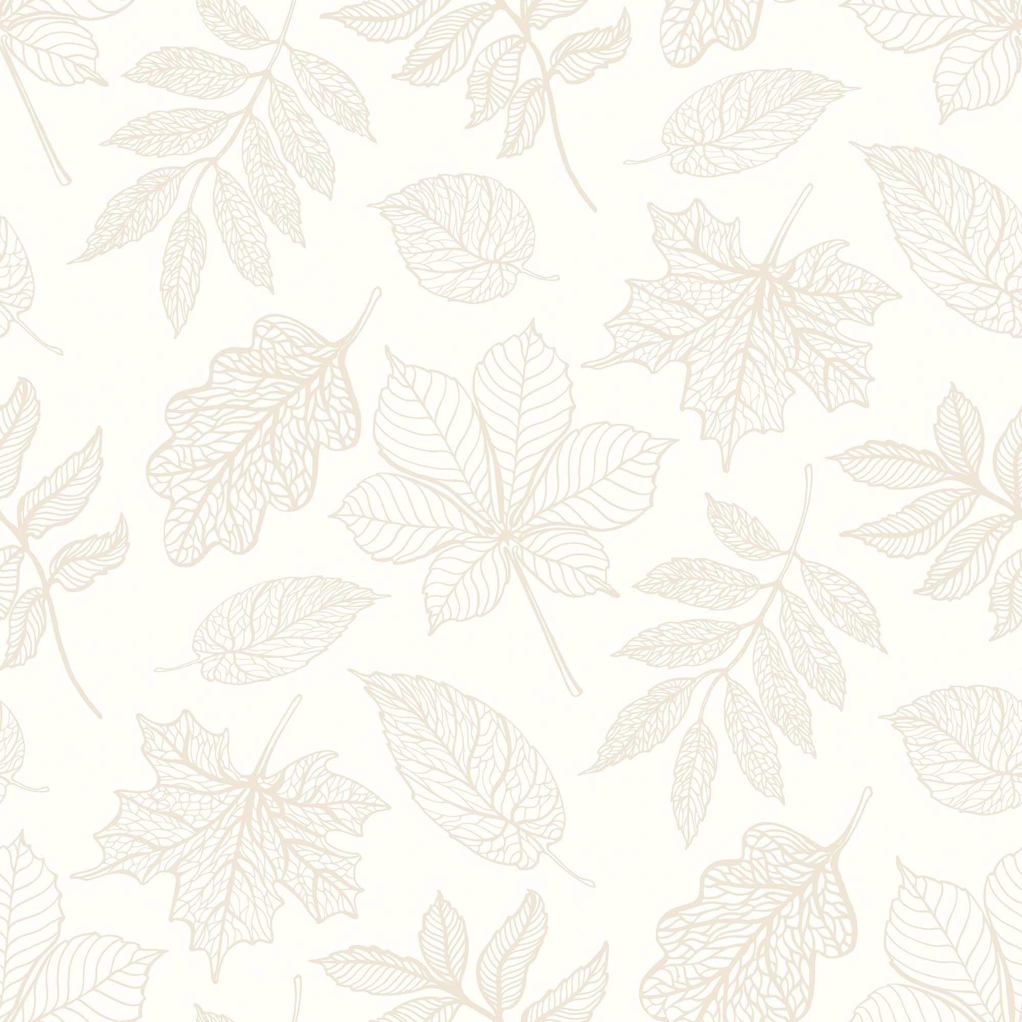 HWA1420W Leaf Silhouette Oatmeal Wallpaper by Hoopla Walls