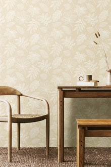 HWA1422W Leaf Silhouette Soft Sand Wallpaper by Hoopla Walls