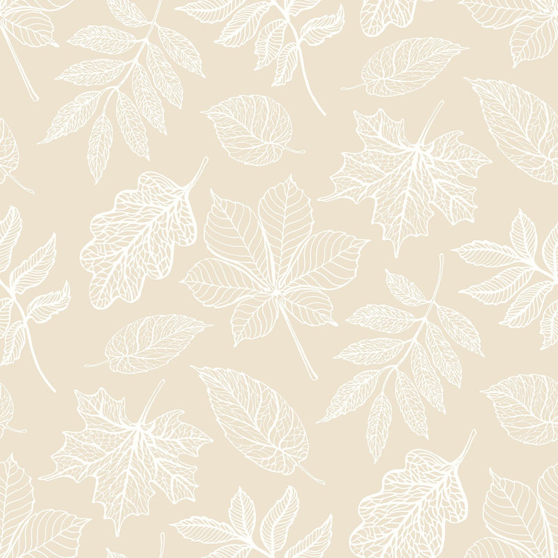 HWA1422W Leaf Silhouette Soft Sand Wallpaper by Hoopla Walls