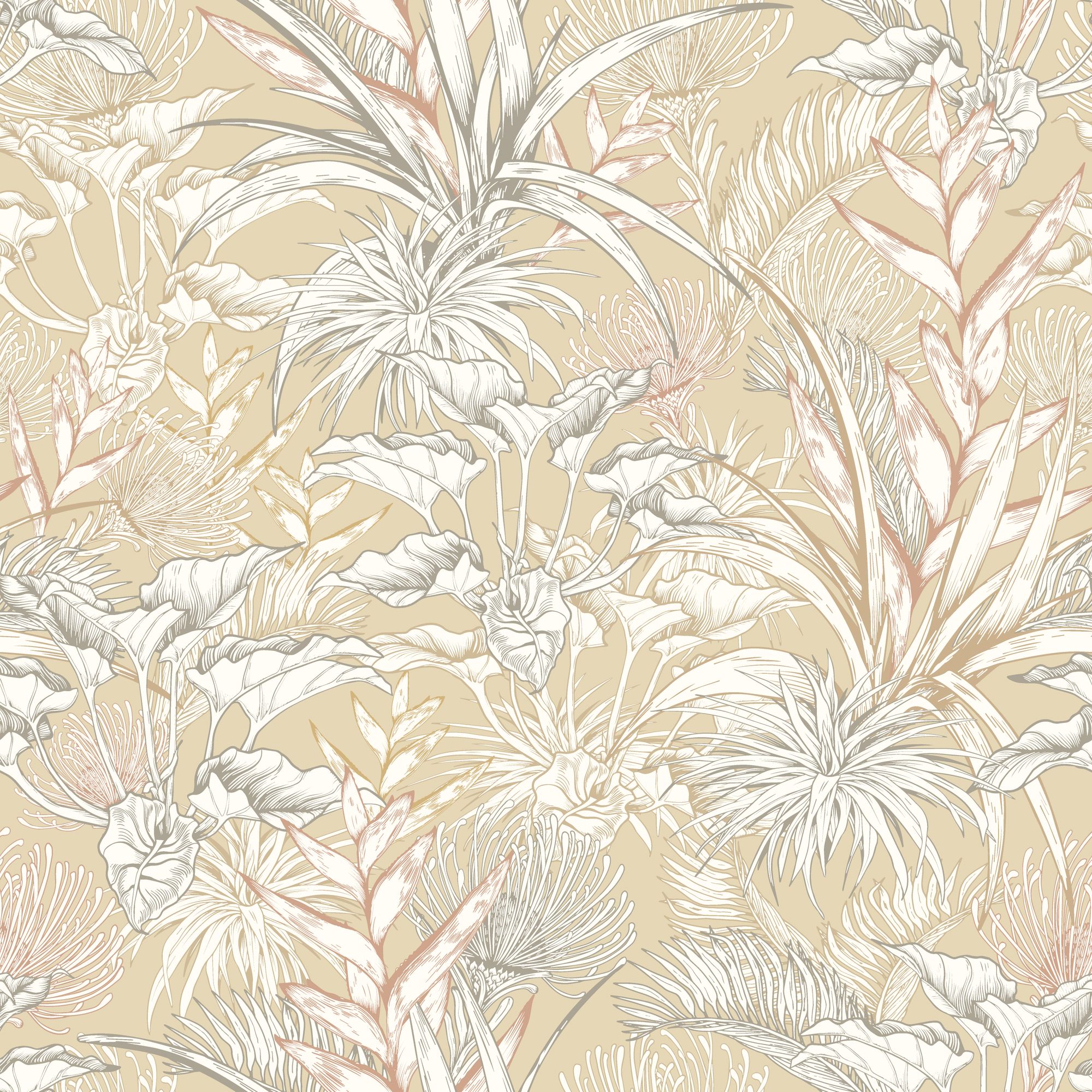 HWA1424W Tropical Canopy Hemp Wallpaper by Hoopla Walls