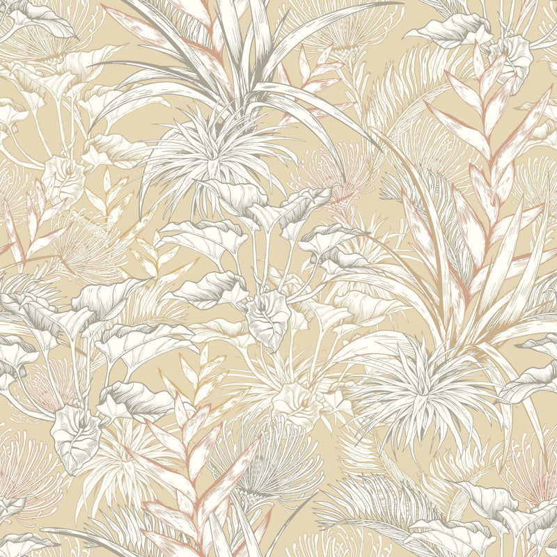 HWA1424W Tropical Canopy Hemp Wallpaper by Hoopla Walls