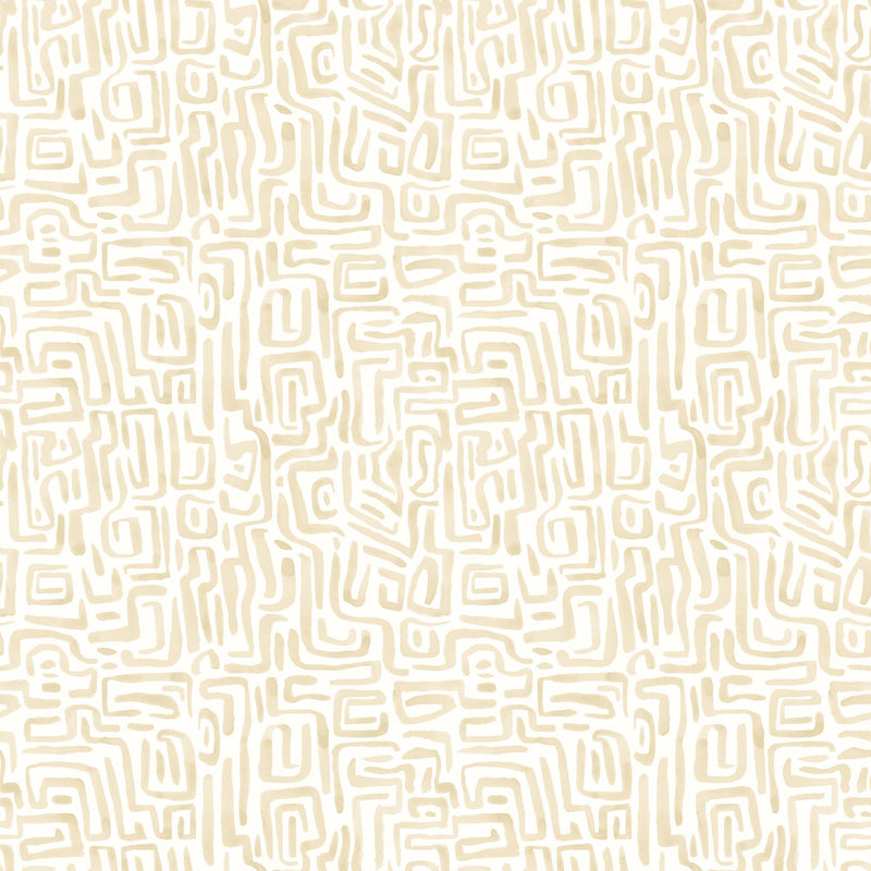 HWA1429W Maze Squiggle Soft Straw Wallpaper by Hoopla Walls