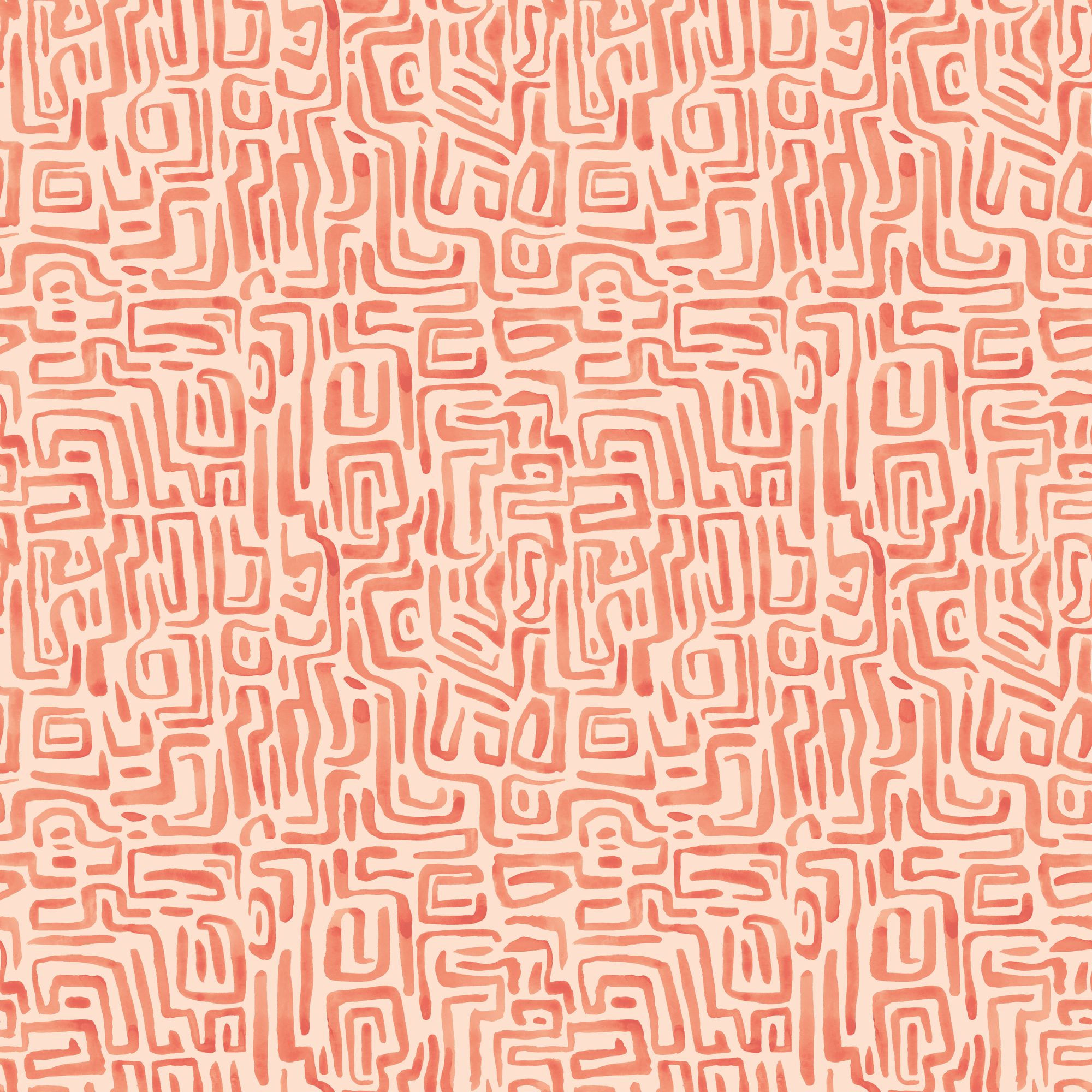 HWA1434W Maze Squiggle Orange Mix Wallpaper by Hoopla Walls