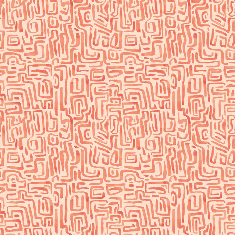HWA1434W Maze Squiggle Orange Mix Wallpaper by Hoopla Walls