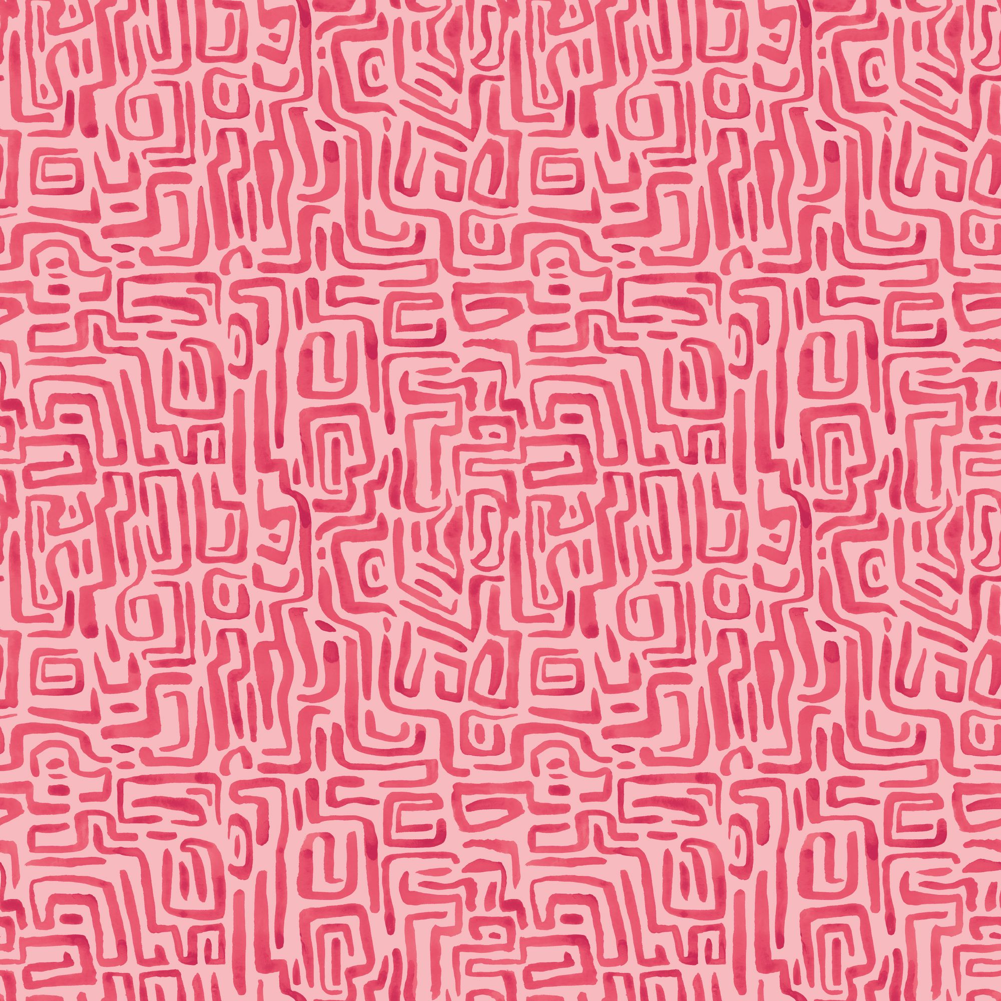 HWA1435W Maze Squiggle Raspberry Wallpaper by Hoopla Walls