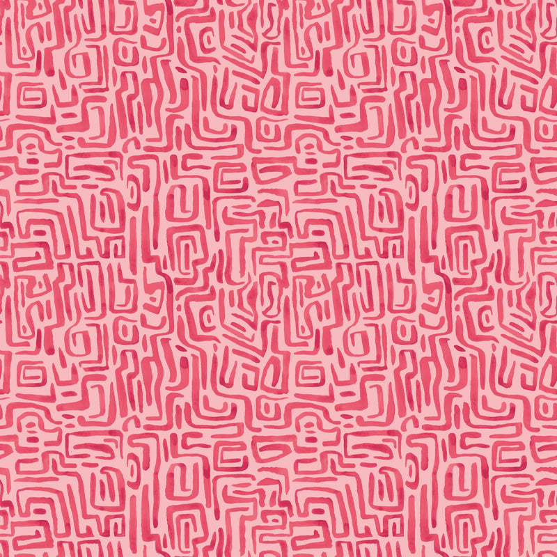 HWA1435W Maze Squiggle Raspberry Wallpaper by Hoopla Walls