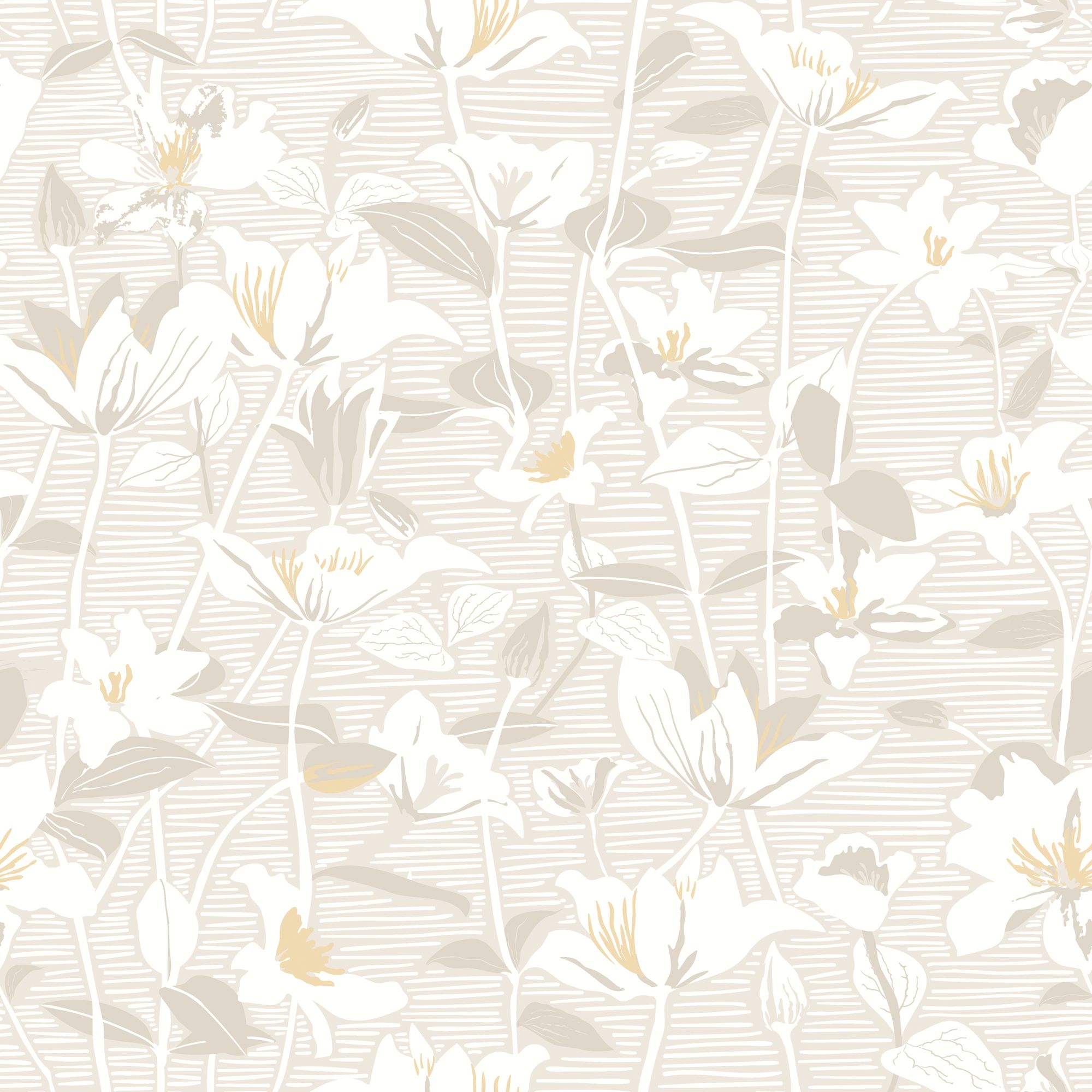 HWA1436W Lino Leaves Coconut Mix Wallpaper by Hoopla Walls