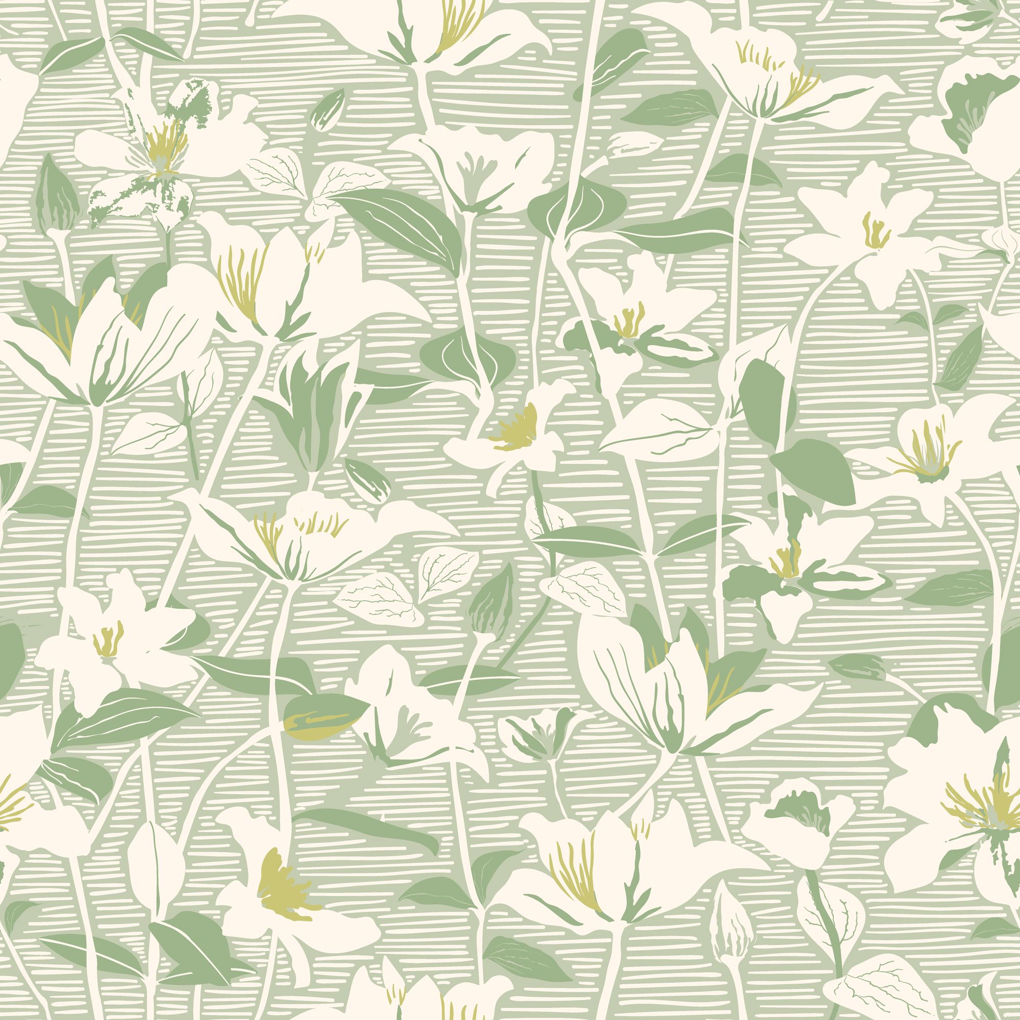 HWA1437W Lino Leaves Willow Mix Wallpaper by Hoopla Walls