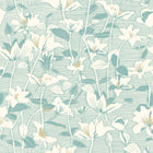 HWA1439W Lino Leaves Duck Egg Wallpaper by Hoopla Walls