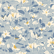 HWA1440W Lino Leaves Soft Navy Wallpaper by Hoopla Walls
