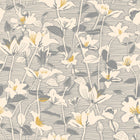HWA1441W Lino Leaves Gunmetal Wallpaper by Hoopla Walls