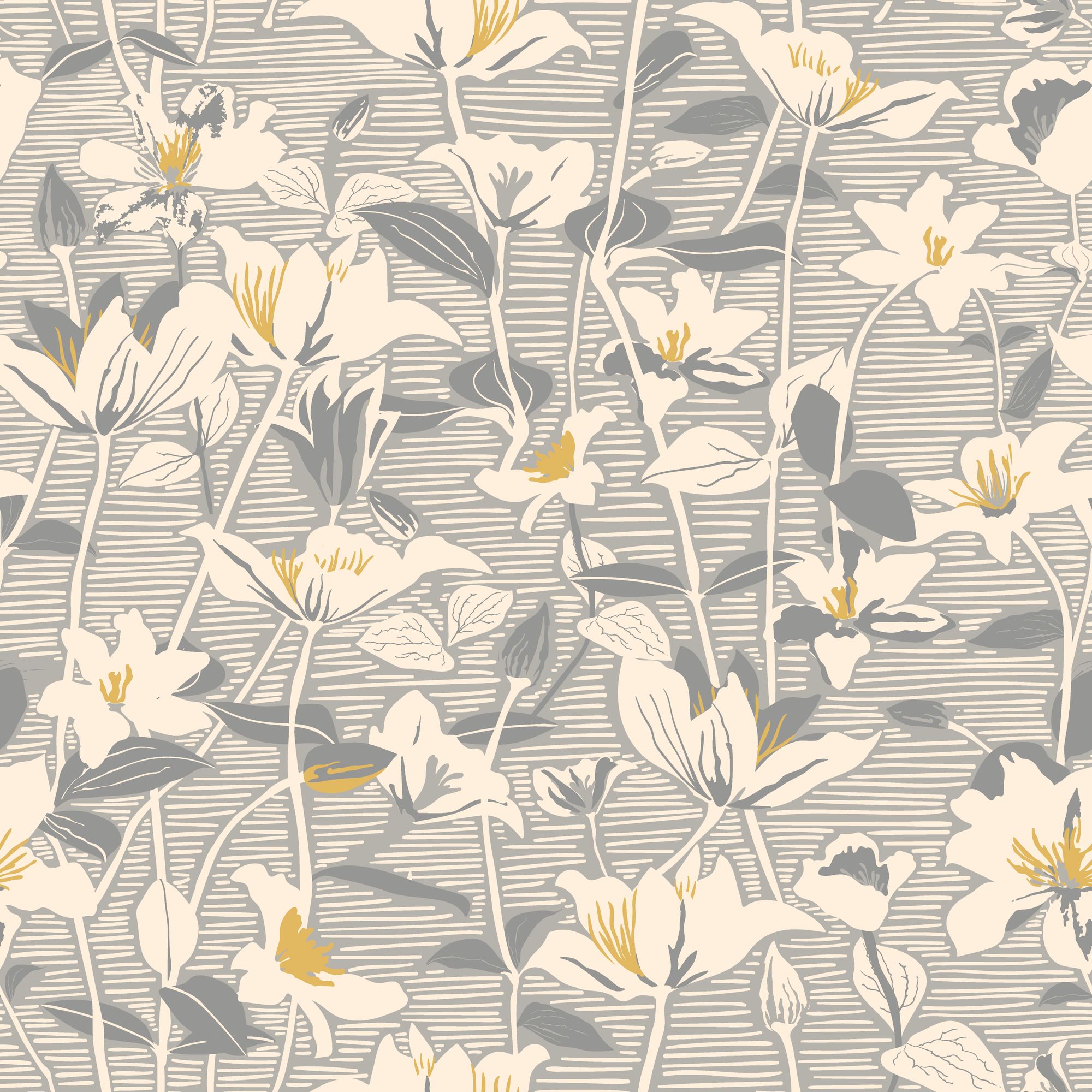 HWA1441W Lino Leaves Gunmetal Wallpaper by Hoopla Walls