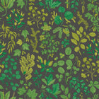 HWA1443W Botanical Leaves Charcoal & Emerald Wallpaper by Hoopla Walls