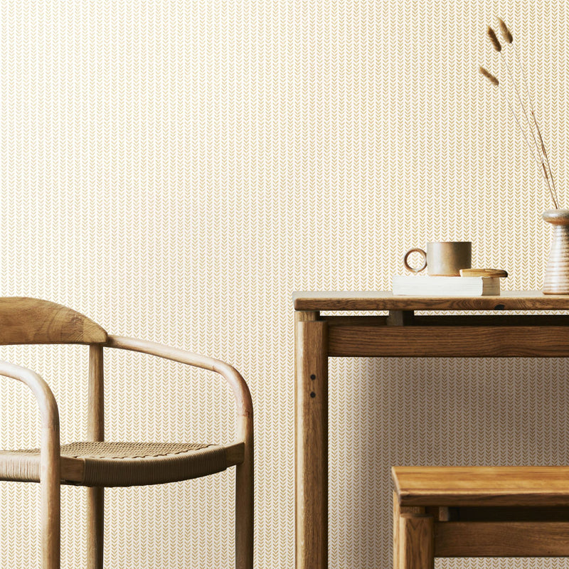 HWA1223W Ditsy Leaf Stripe Linen Wallpaper by Hoopla Walls