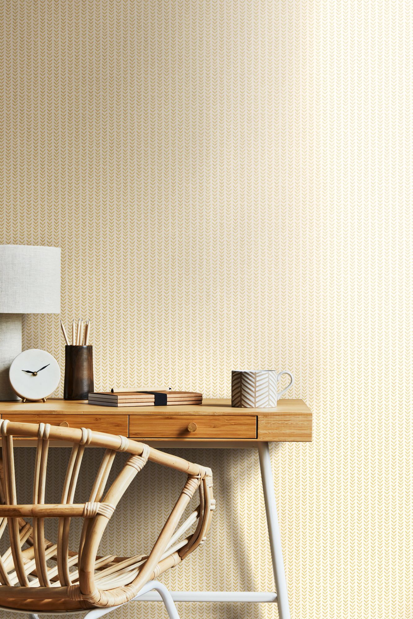 HWA1224W Ditsy Leaf Stripe Hay Wallpaper by Hoopla Walls