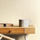 HWA1224W Ditsy Leaf Stripe Hay Wallpaper by Hoopla Walls