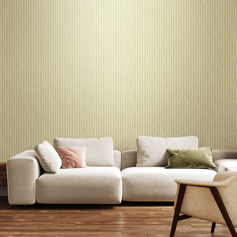 HWA1226W Ditsy Leaf Stripe Apple Wallpaper by Hoopla Walls