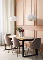 HWA1228W Ditsy Leaf Stripe Apricot Wallpaper by Hoopla Walls