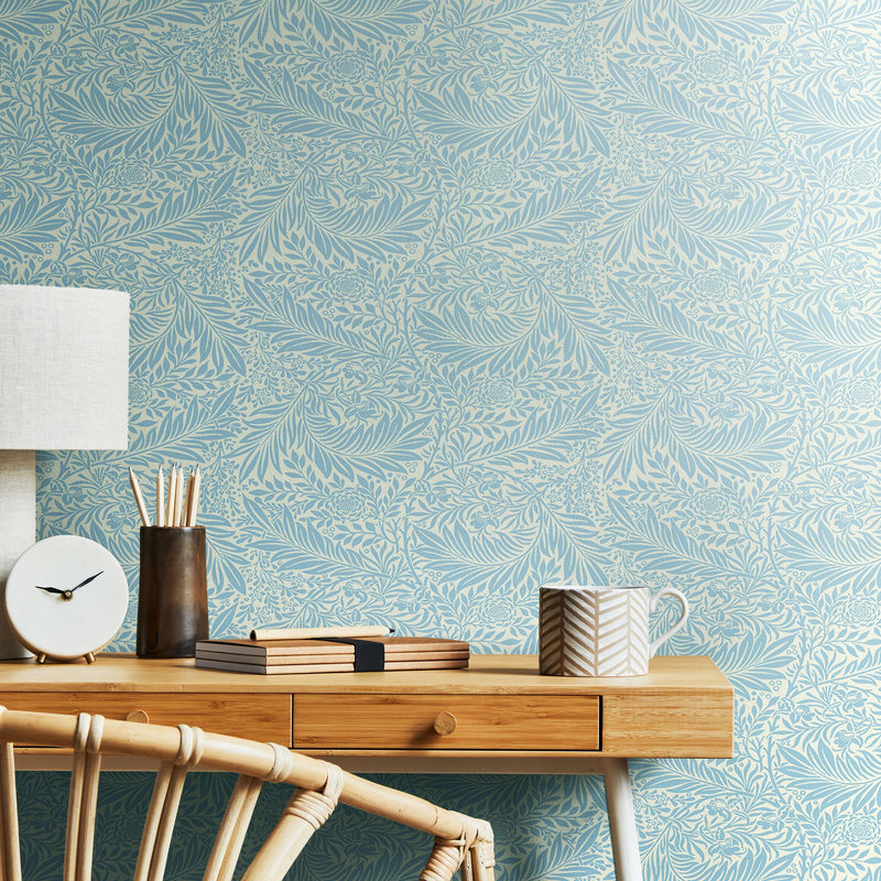 HWA1230W Leaf Vine Wedgewood Blue Wallpaper by Hoopla Walls