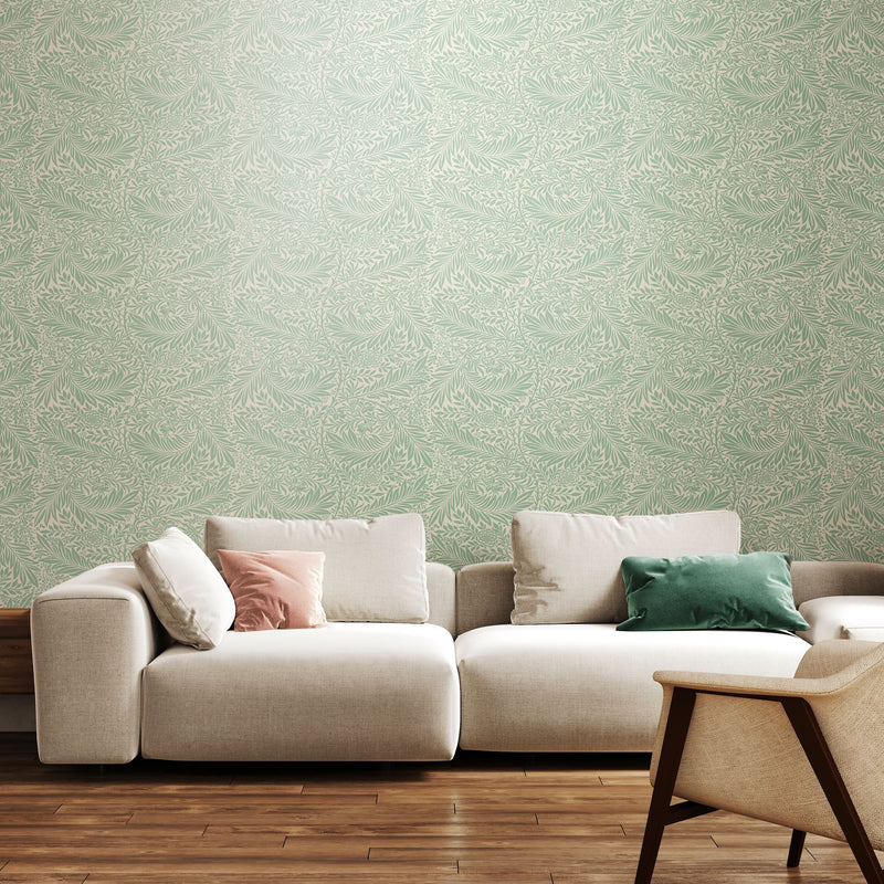 HWA1231W Leaf Vine Seafoam Wallpaper by Hoopla Walls
