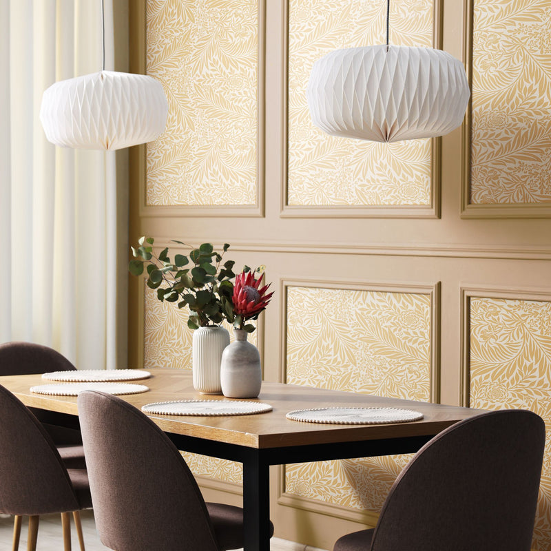 HWA1235W Leaf Vine Butter Wallpaper by Hoopla Walls