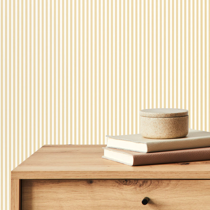 HWA1237W Tiny Stripe Parchment Wallpaper by Hoopla Walls