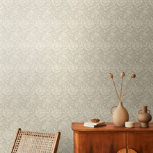 HWA1242W Damask Trail Stone Wallpaper by Hoopla Walls