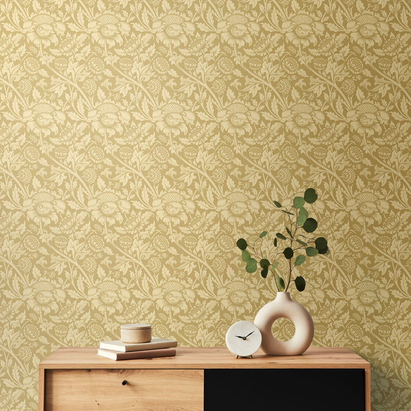 HWA1243W Damask Trail Hemp Wallpaper by Hoopla Walls