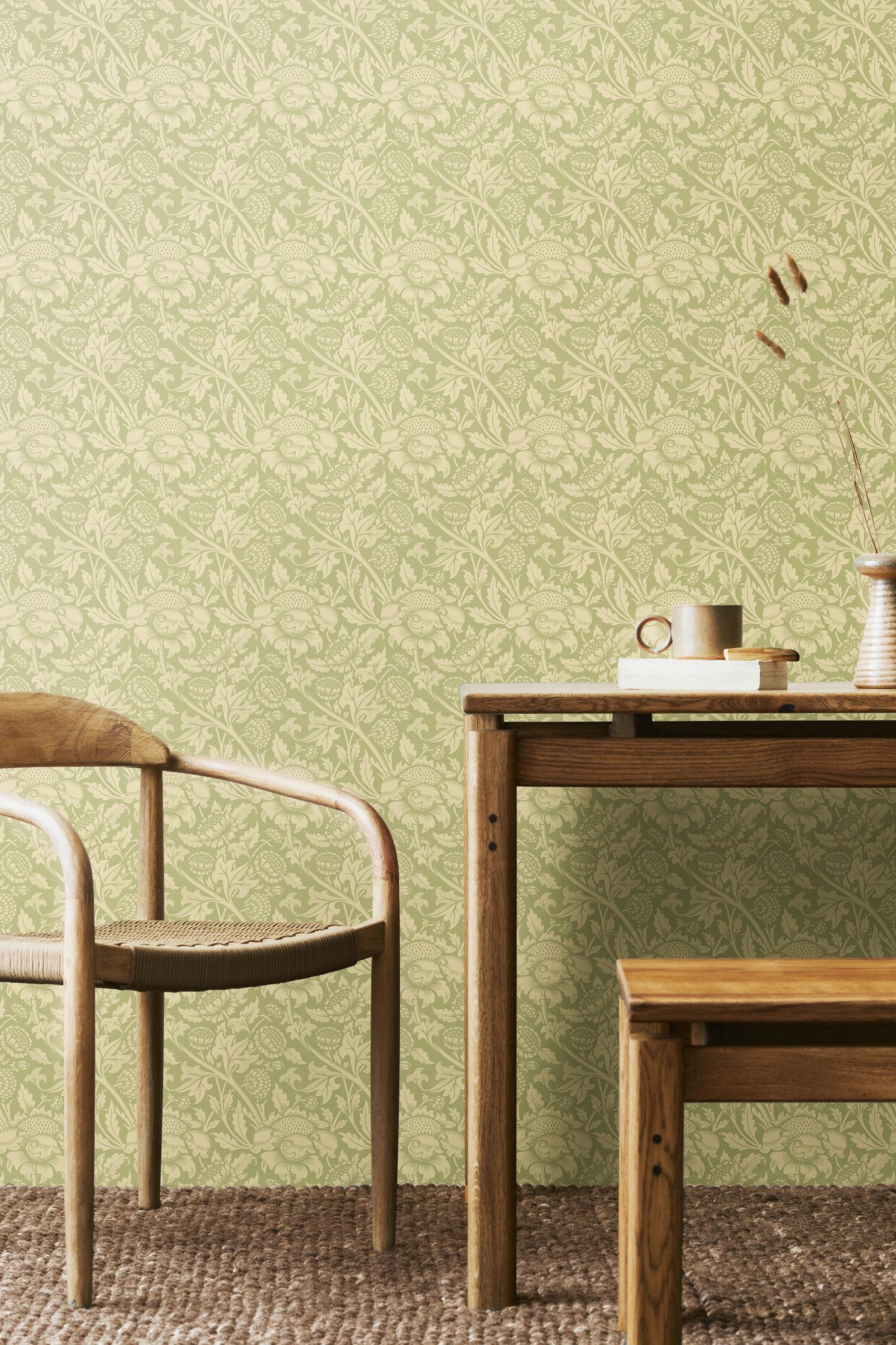 HWA1245W Damask Trail Bamboo Wallpaper by Hoopla Walls