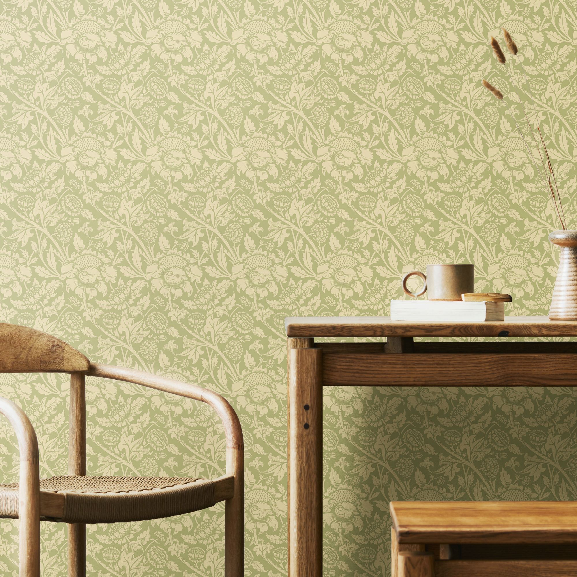 HWA1245W Damask Trail Bamboo Wallpaper by Hoopla Walls