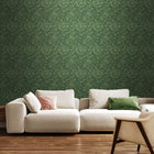 HWA1246W Damask Trail Forest Green Wallpaper by Hoopla Walls
