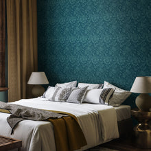 HWA1247W Damask Trail Rich Teal Wallpaper by Hoopla Walls