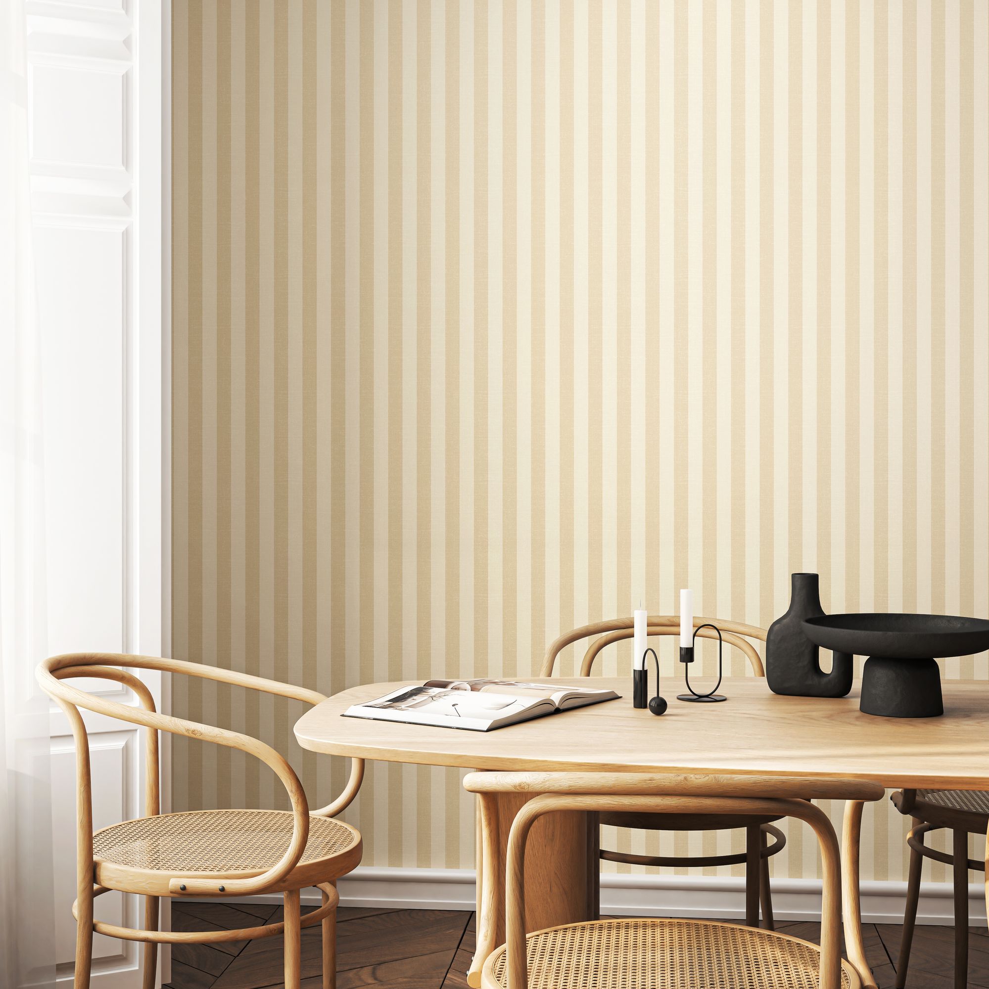 HWA1250W Shadow Stripe Sand Wallpaper by Hoopla Walls