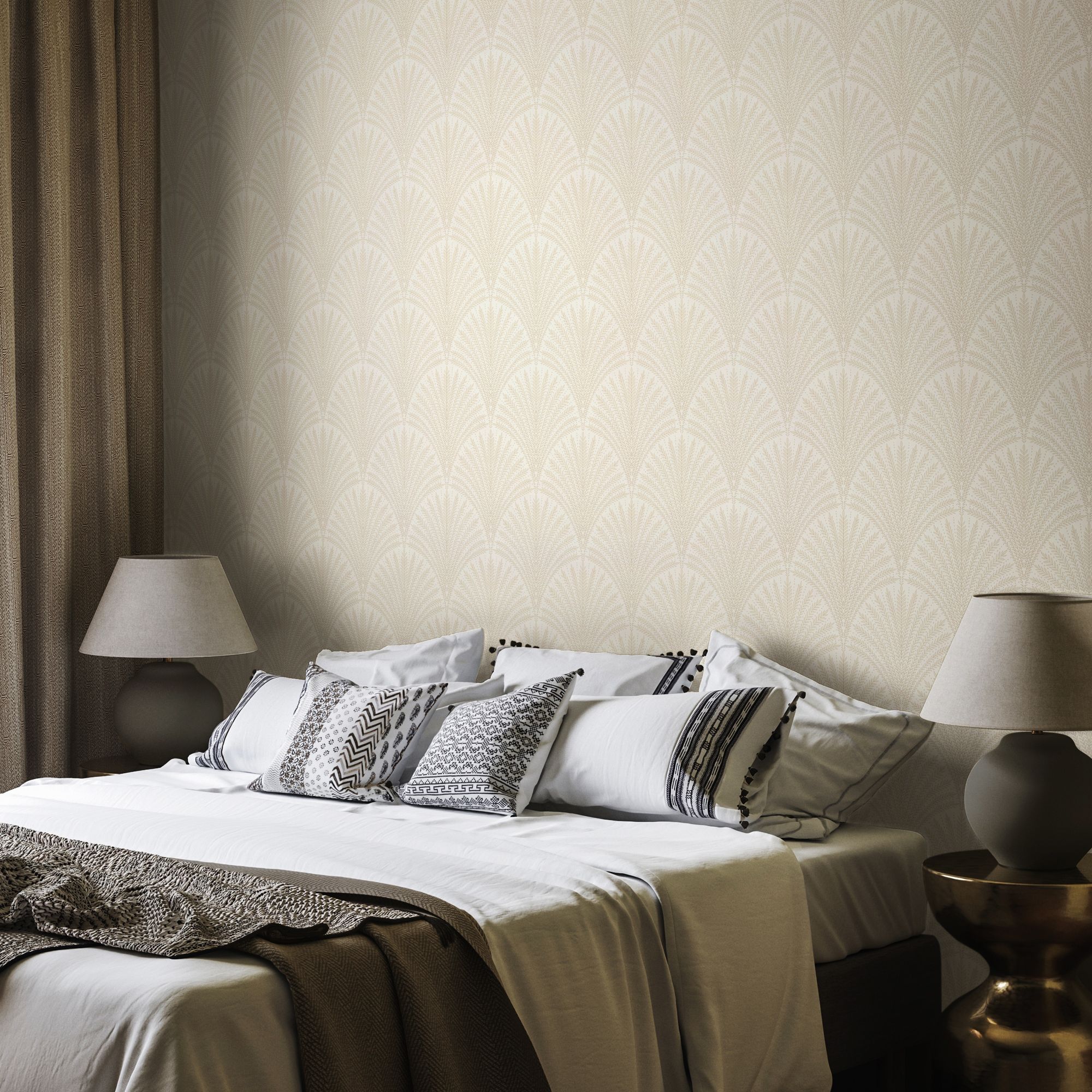 HWA1254W Leaf Fan Chalk Wallpaper by Hoopla Walls