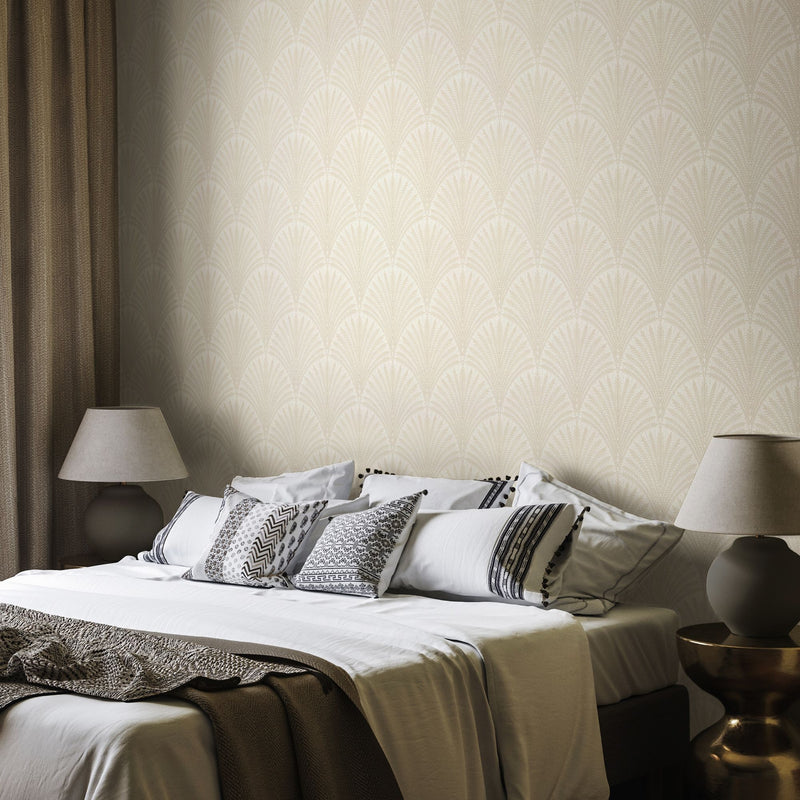 HWA1254W Leaf Fan Chalk Wallpaper by Hoopla Walls