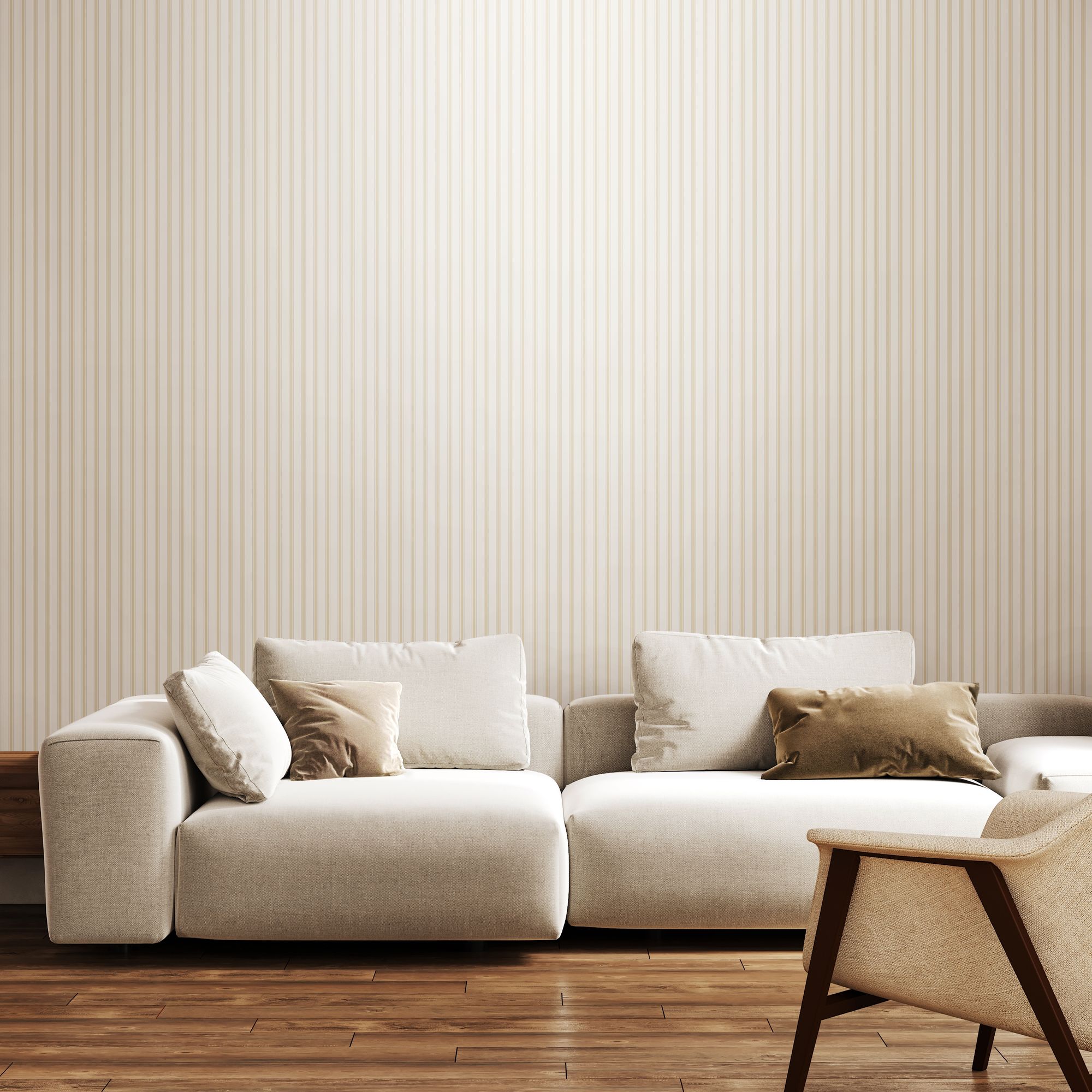 HWA1257W Chalk Stripe Linen Wallpaper by Hoopla Walls