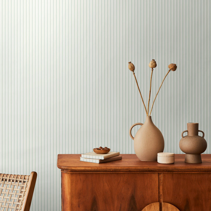 HWA1259W Chalk Stripe Seafoam Wallpaper by Hoopla Walls