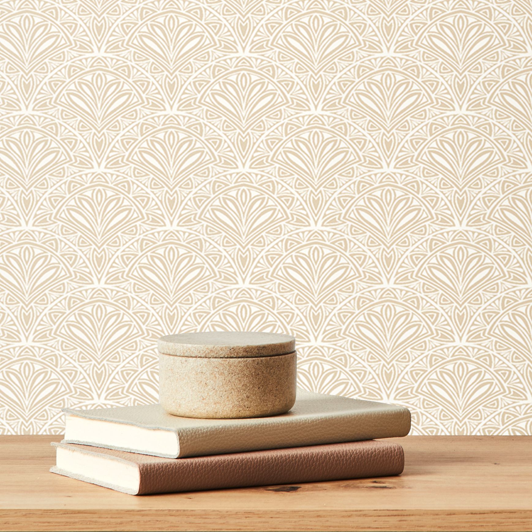 HWA1267W Ditsy Deco Fan Linen Wallpaper by Hoopla Walls