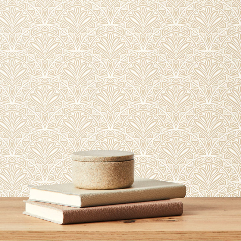 HWA1267W Ditsy Deco Fan Linen Wallpaper by Hoopla Walls