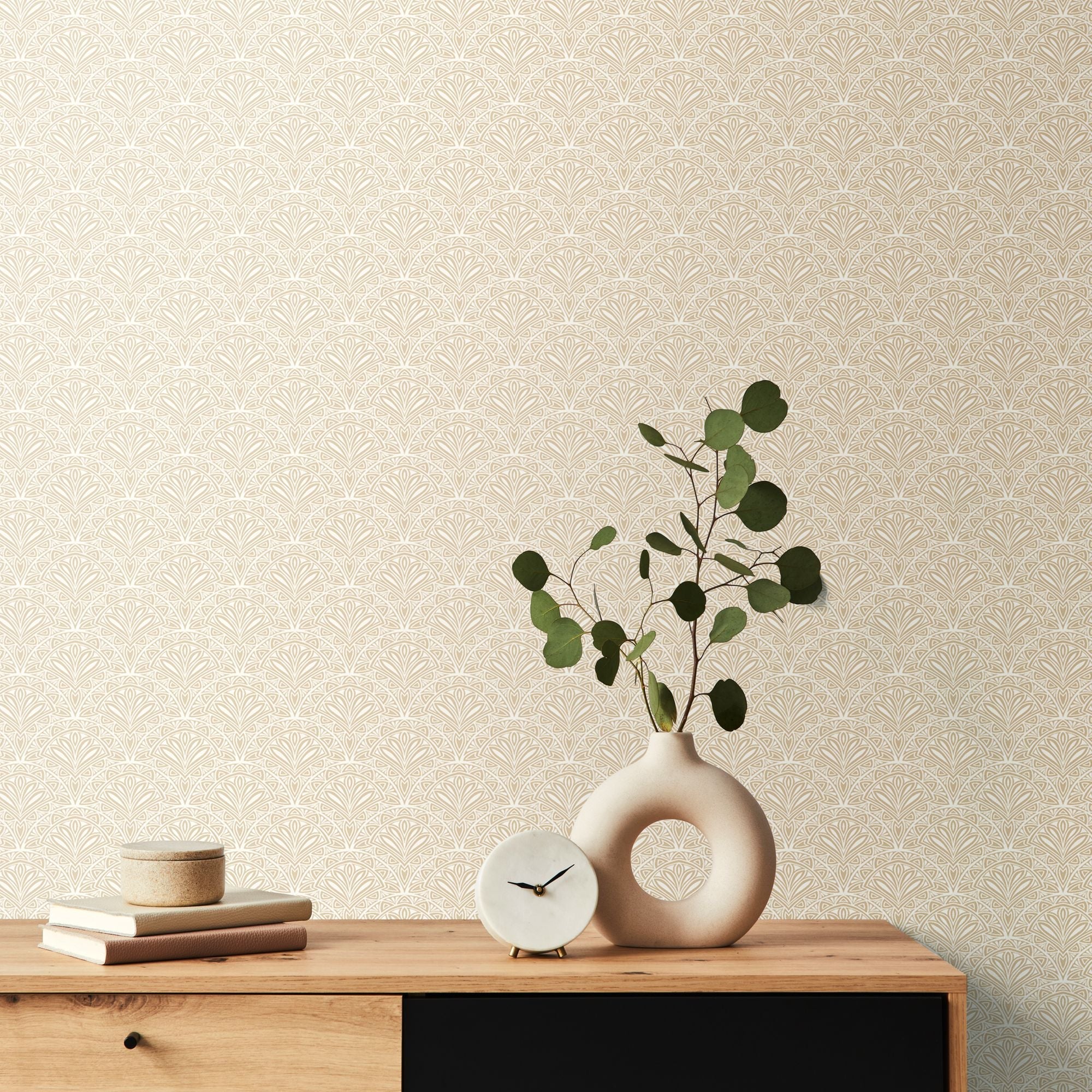 HWA1267W Ditsy Deco Fan Linen Wallpaper by Hoopla Walls